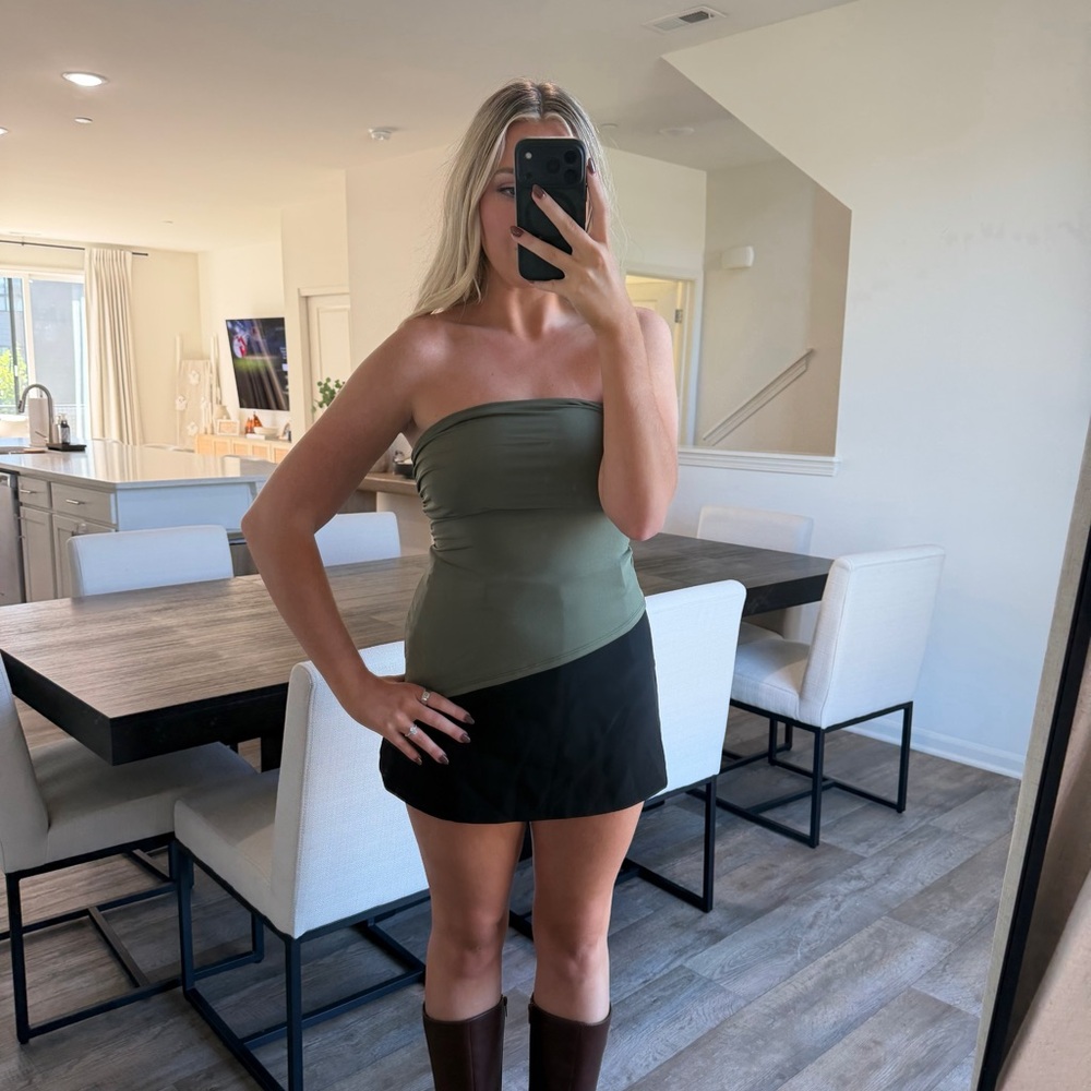 Strapless Olive asymmetrical top